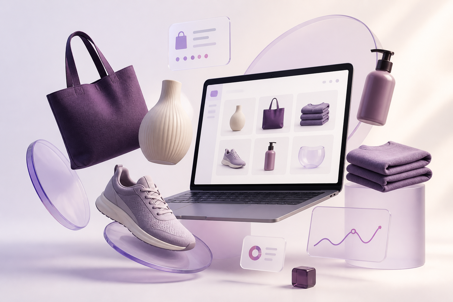 Products surrounding an online storefront